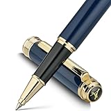 MCNTEIK 317 Rollerball - Stunning Luxury Blue Lacquer Pen with 24K Gold Finish, Schmidt Black Ink Refill, Fancy Gift Set for Men & Women, Professional, Graduation Executive Office, Nice Classic Pens