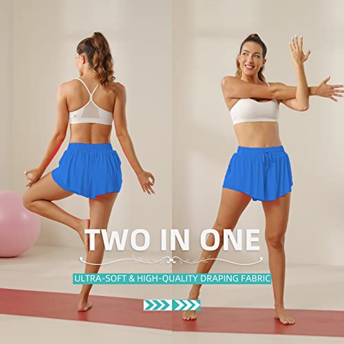 Image of Flowy Athletic Shorts for Women Running Tennis Butterfly Shorts Girls 2-in-1 Double Layer Quick-Drying Comfy Shorts
