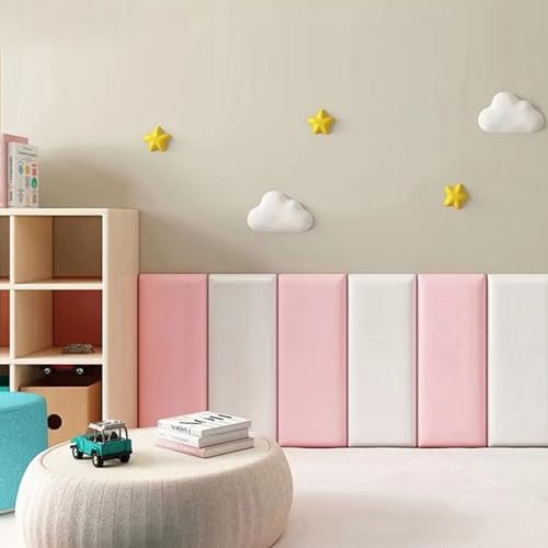 Acolchado de pared infantil rosa en paneles autoadhesivos PU 3D 3