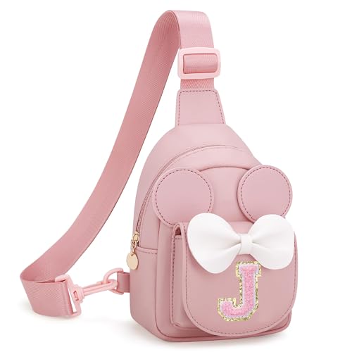 Image of Initial Purse for Girls Kids,Birthday Gifts for 3-8 Years Old | Personalized Crossbody Bag, Small Toddler Sling Bags Cute Fanny Pack, Gifts for Daughter Sister Grandkids, Pink J