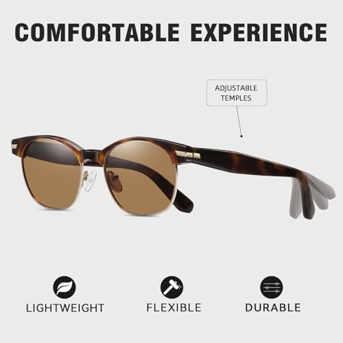 DUCO Semi Rimless Polarized Sunglasses for Men and Women Classic Sun Glasses Retro Shades Acetate Half Frame UV400 Protection4