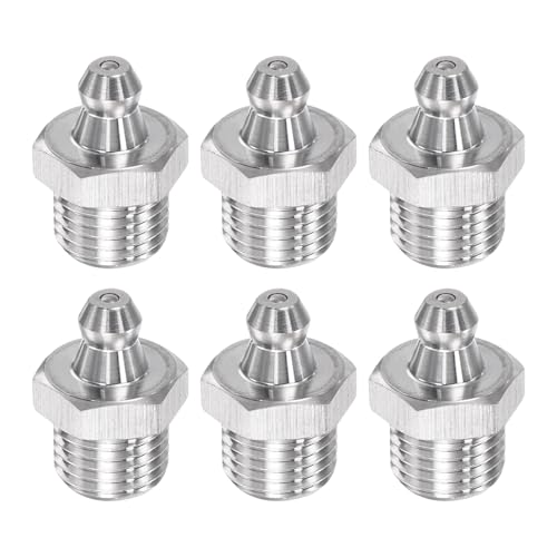 Image of uxcell 6Pcs Metric Stainless Steel Straight Grease Fitting M12 x 1.25mm Thread Hydraulic Grease Fitting Accessories