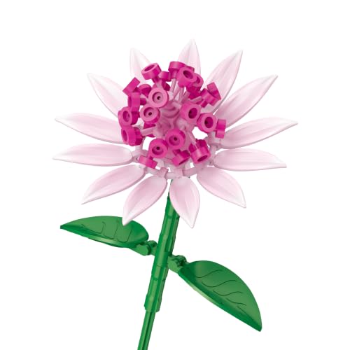 Brickcraft Bricktanicals Astrantia Building Kit (69 Pieces), Adjustable Buildable Display Flower with Star Petals and Pink Pincushion Center, Botanical Decor Gift for Adults, Ages 8+