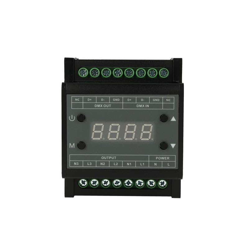 Dimmer DMX Triac 3 Canali AC 90-240V, Controller DMX302 per Luci LED Dimmerabili 220V, Dimmer a Taglio di Fase Trailing Edge, Montaggio Guida DIN, Max 3x220W a 220V