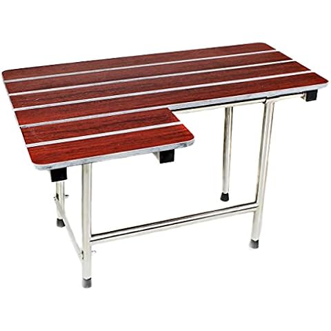 CSI Bathware ADA Bathroom Shower Bath Seat, Folding, Wall-Mounted, Rectangular, Right Hand, Phenolic Wood Finish 28"x21" Cover