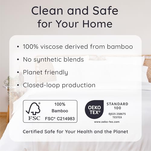 Bambaw King Sheets Set 4pcs – 100% Viscose Derived from Bamboo Sheets King Size Deep Pocket, Fits Up to 16'', Luxury Bedding, Super Soft Sheets King Size, Cooling Sheets King Size (White) - Image 7