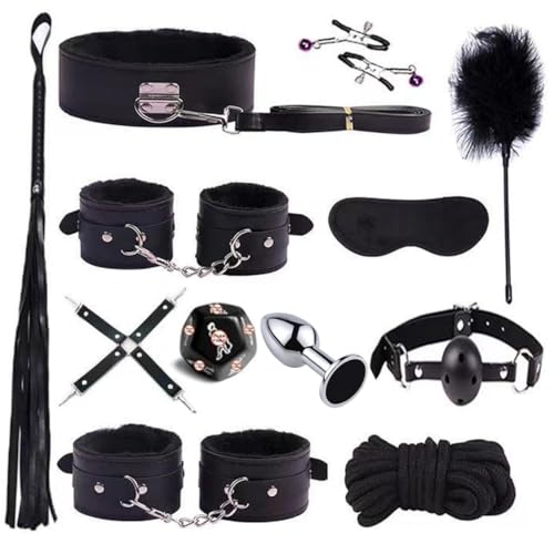 Cuir Lisse Fitness IntéRieur 12 PièCes Multifonctionnel RéGlable Set, Doublure en Peluche, éQuipé De Bracelet De Fitness - D1