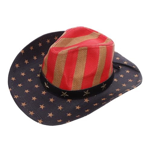 FRCOLOR Sombrero de Paja con Bandera Americana Cómodo Ligero y Transpirable para Disfraces Fiestas de Cosplay y Actividades al Aire Talla Única para Hombre y Mujer