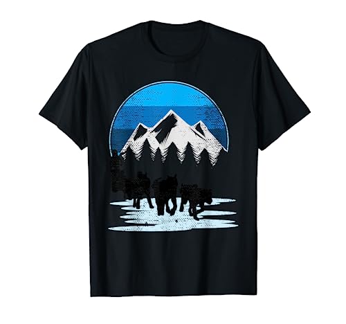 Dog Sledding Huskies Sleigh Winter Sports Mushing Sled Rides T-Shirt for Men Women Kids