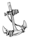 Autiga Anhänger Halskette Anker Anchor Edelstahl Herren Damen Kugelkette Lederkette Silber-nur-anhänger