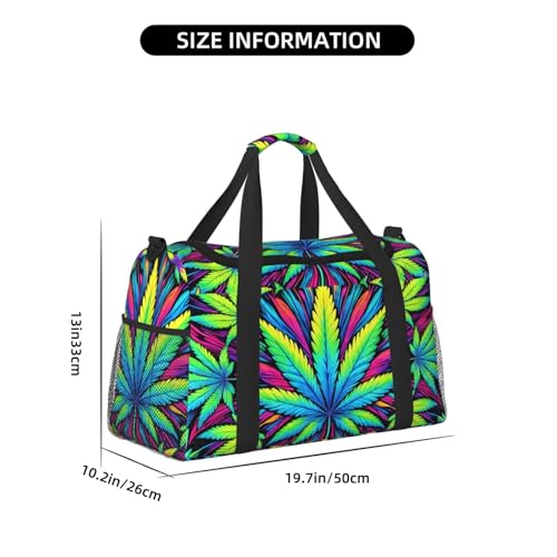 40l Gym Travel Duffel Bag Rainbow Tropical Weeds Carry-On Workout Overnight Backpack2