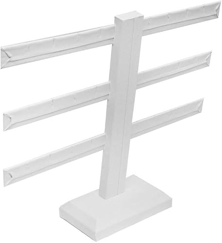 Miniatura 3 de DBM IMPORTS Exhibición de cuero sintético blanco 3 barras pendiente joyería soporte de exhibición 10" x 9"