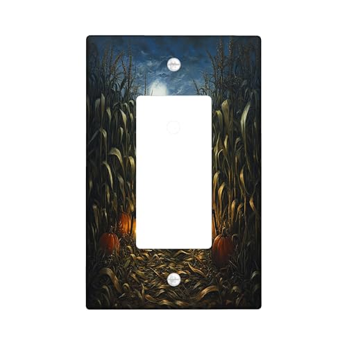 Placa de pared decorativa de gnomos de Halloween, 1 banda, basculante individual, placa frontal eléctrica de terror de trigos de campo para cocina, baño, decoración espeluznante de cubierta de