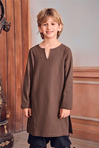 Gafeng Kids Boys Medieval Costume Knight Viking Tunics Renaissance Warrior Pirate Larp Halloween Shirts #TOP2