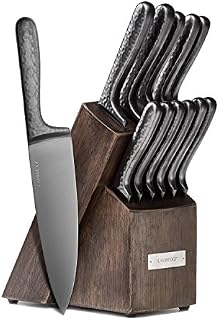 Cambridge Silversmiths 92668KBCC18R Nero Cutlery Set with Block, Stainless Steel,12-Piece