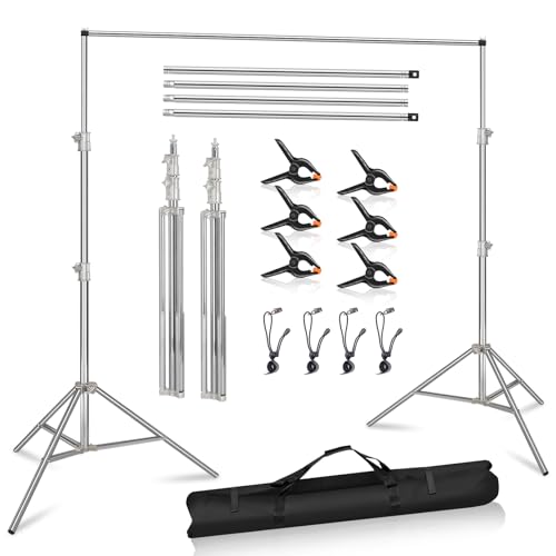 MSKIRA 9.2x10Ft Stainless Steel Photo Backdrop Stand Heavy Duty Adjustable