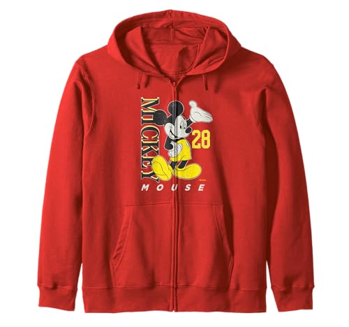 Sweat Disney Mickey Mouse Vintage 28 noir et jaune à fermeture éclair pour adulte