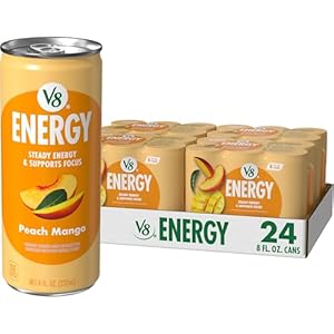 V8 Energy Peach Mango Energy Drink, 8 fl oz Can (24 Pack)
