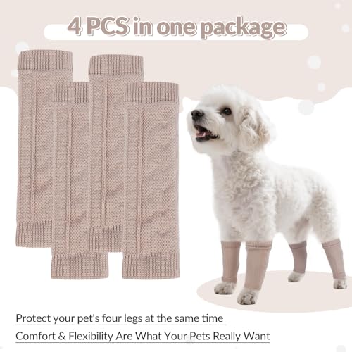 Image of ROZKITCH 4 PCS Dog Front Sleeve to Help Reducing Licking Scratching Elbow | Soft Knitting, Stretchy Fit Sleeves, Helps Reduce Licking, Dog & Cat Friendly, Easy to Wear, Daily Leg Coverage