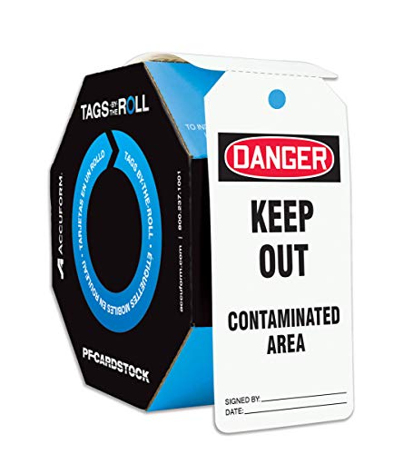 Accuform Safety Tags-by-The-Roll: Danger Keep Out CONTAMINATED Area, 100/Roll, TAR214