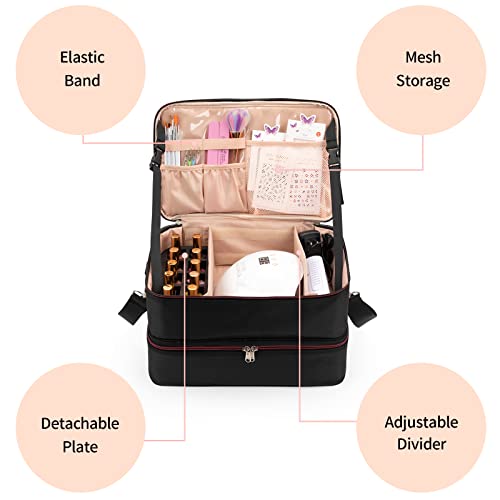 Ethereal Nail Polish Organizer Bag, Holds 40-50 Nail Polish Bottles (0.5 Fl Oz - 0.3 Fl Oz) And A Nail Lamp, Nail Organizers And Storage For Nail Tech, Nail Accessories Storage #TOP3