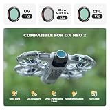 Freewell 3-pak filtrów magnetycznych do DJI Neo 2 – zawiera CPL (polaryzator) do redukcji odblasków, UV dla ochrony obiektywu i Black Glow Mist 1/4 dla efektów kinowych