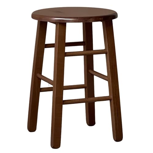 OKAFFAREFATTO MADDALONI Tabouret Rond Chaise en Bois Noyer foncé h cm 47 Jambes Droites Pub Bar Restaurant – Nouveau déjà monté