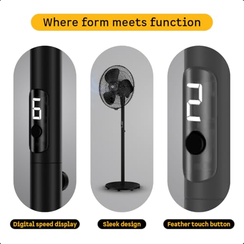 atomberg Renesa 400mm Pedestal Fan | 5-star rated | Ideal for Home & Office | Silent BLDC Stand Fan | 6 Speeds | 35W | Remote with Oscillation, Timer, Sleep | 2 Years Warranty (Midnight Black) view 2