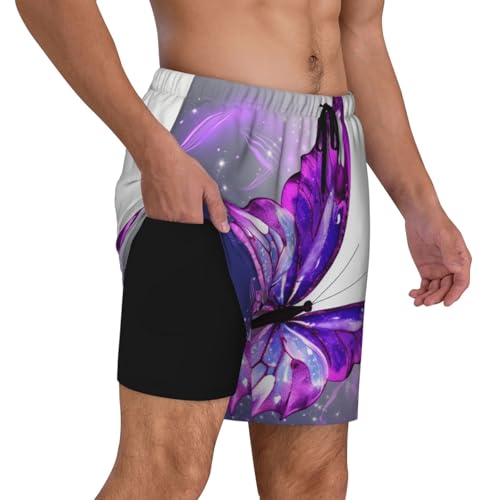 Short de bain pour homme violet à papillon et séchage rapide - 2