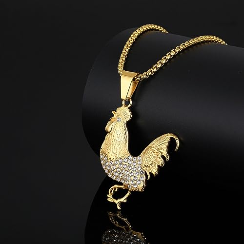 Rooster Necklace for Men, Hip Hop Rooster Cock Necklace, Norse Viking Rooster Pendant Necklace with 23.6"Chain3