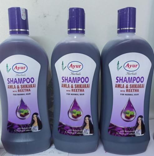 Image of Ayur Herbal Shampoo Amla & Shikakai with Reetha for Normal Hair (Pack of 3)
