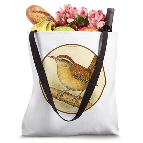 Bolso tipo tote con diseño retro de la ave Carolina Wren miniatura 4