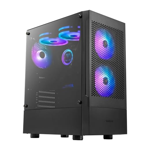 GAMDIAS PC Gamer Boitier, Boîtiers Gaming ATX Moyen Tour Vide, Airflow Mesh Case, 3 Ventilateurs ARGB de 120 mm Intégrés, Verre Trempé Latéral, Noir