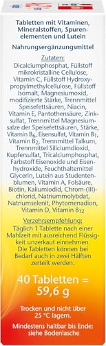 Doppelherz A-Z Complete - Langzeit-Vitamine - 23 Vitamine, Mineralstoffe & Spurenelementen PLUS Lutein - 40 DEPOT-Tabletten