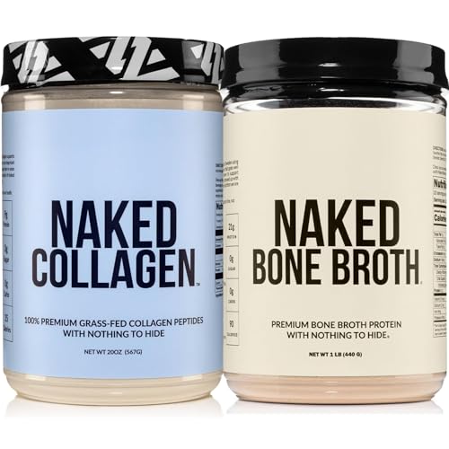 NAKED Collagen Peptides Protein Powder 60 Servings (20oz) Bone Broth Protein Powder 1LB – Grass-Fed; Non-GMO; Gluten Free; Soy Free