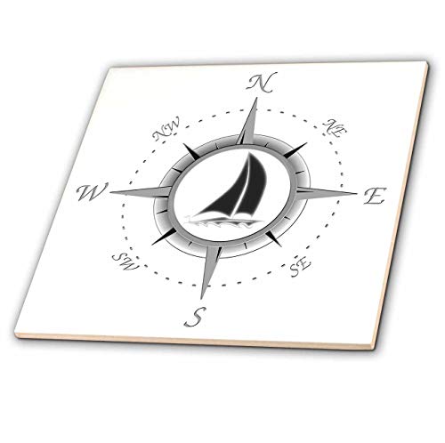 3Drose Nautical Compass Rose Design With A Sailboat In The Center. -Ceramic Tile, 4-Inch (Ct_291857_1) #TOP15