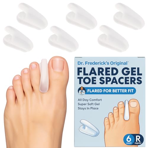 Dr. Frederick's Original Flared Gel Toe Separators - 6 ct - Soft Toe Spacers for Bunions, Overlapping Toes & Pain Relief - Orthotic Corrector for Men & Women - One Size