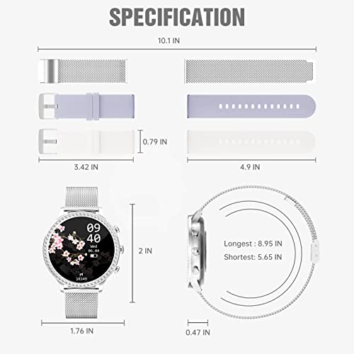 Erkwei Smart Watch For Women(Make/Answer Call) Waterproof Fitness Tracker With Heart Rate Pedometer Sleep Monitor Ai Voice Control Smartwatch For Android Ios Phones Silver #TOP6