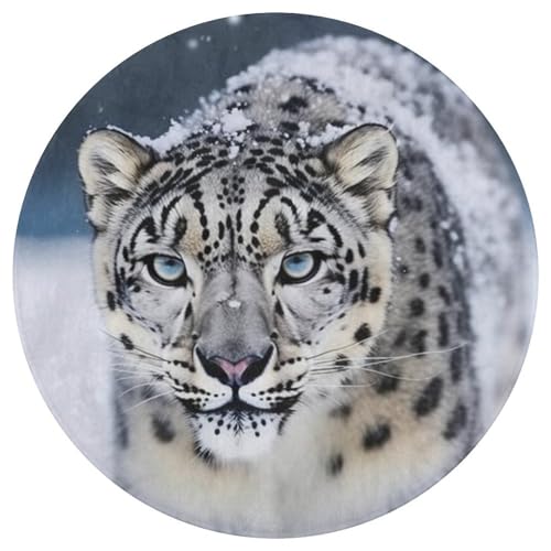 Alfombra redonda de leopardo para baño lavable y de perfil bajo 5