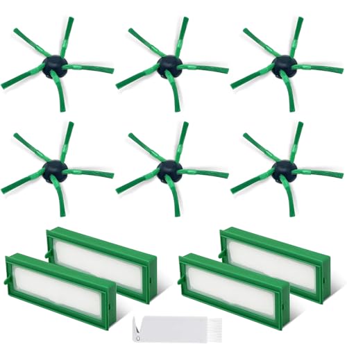 MYAYD Kit di ricambi per aspirapolvere robot Vorwerk Folletto VR200 VR300, 4 filtri, 6 spazzole laterali e 1 spazzola piccola