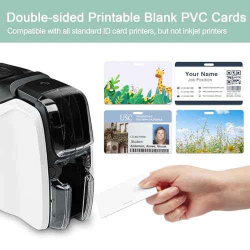 250 Pack Premium Blank PVC Cards with Slot Punch on Long Side - Horizontal Slot Punch Blank ID Cards- CAETOUNG CR80 30 Mil Graphic Quality White Plastic Cards for Photo ID Badge Printers by CAETOUNG - Image 3