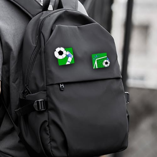 Image of 2Pcs Cartoon Football Alloy Brooch, a Handsome Goal Enamel Pin, Sports Lapel Pin, Cute Alloy Backpack Pin Badge Jewelry Suitable for Daily Clothes and Bags Decoration, Party Collection, Gift Giving