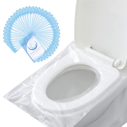 EIDUOVA 50 couvre-sièges de toilettes portables Tapis de toilette jetable, format voyage universel, emballage individuel