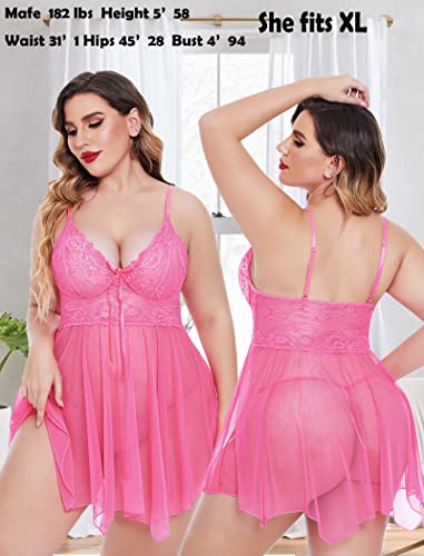 Avidlove Lingerie Lace Babydoll Mesh Chemise Strap Sleepwear V Neck Nightwear #TOP12