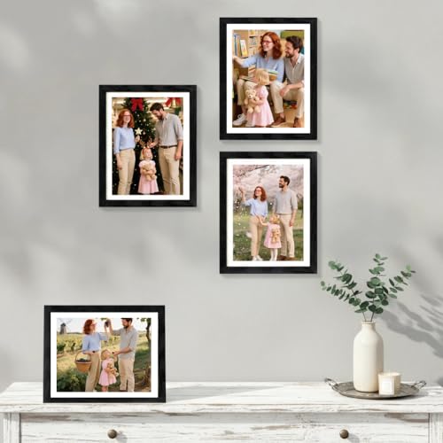 image for Giftgarden 8x10 Picture Frame Black with Mat, 9x11 Frames Matted to 8 