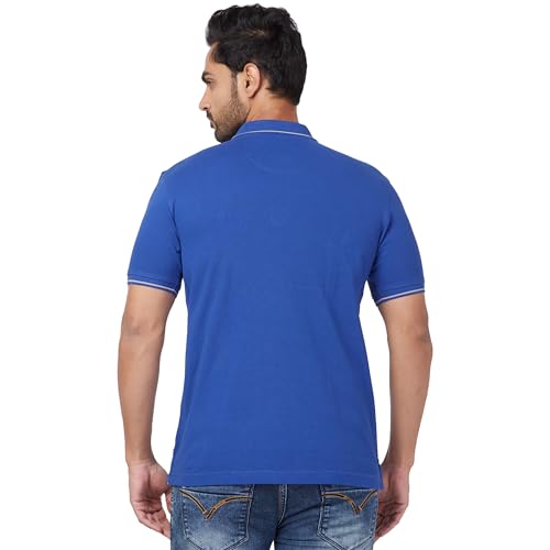 Image of Raymond Contemporary Fit Pure Cotton Solid Pattern Polo Neck Casual T-Shirt