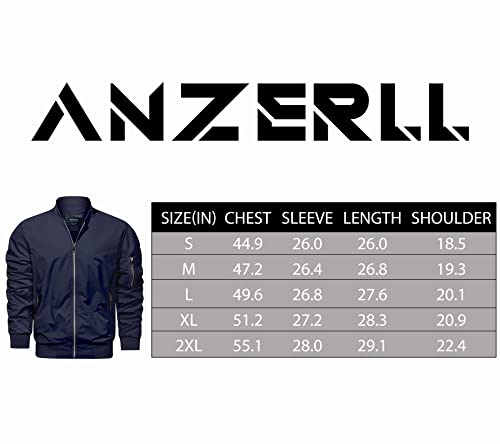 Anzerll Men's Flight Bomber Jacket Casual Lightweight Softshell Windbreaker Slim Fit Varsity Jacket Coat(Navy L) #TOP4