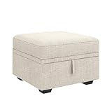 HONBAY Storage Ottoman Module for Sectional Sleeper Sofa with Pull Out Bed, Movable Footrest Ottoman for Modular Couch, Beige