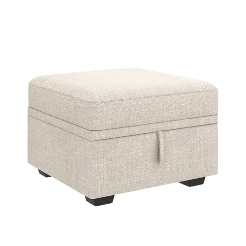 HONBAY Storage Ottoman Module for Sectional Sleeper Sofa with Pull Out Bed, Movable Footrest Ottoman for Modular Couch, Beige
