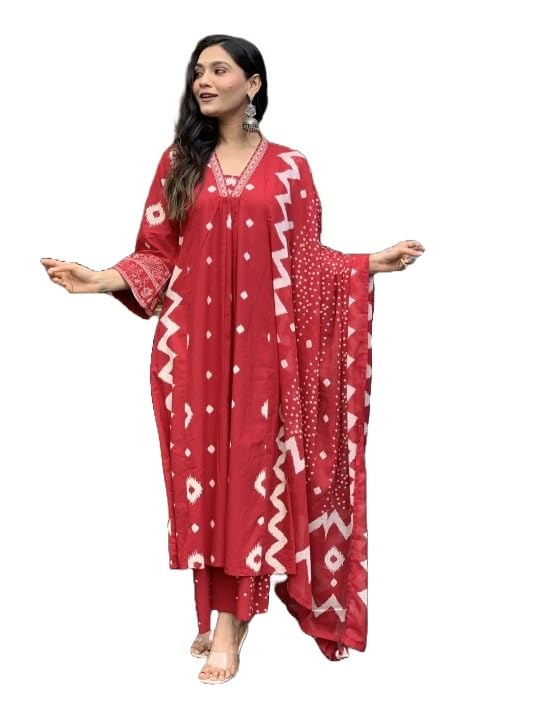 Image of KLOSIA Viscose Women Printed A-Line Kurta Pant with Dupatta